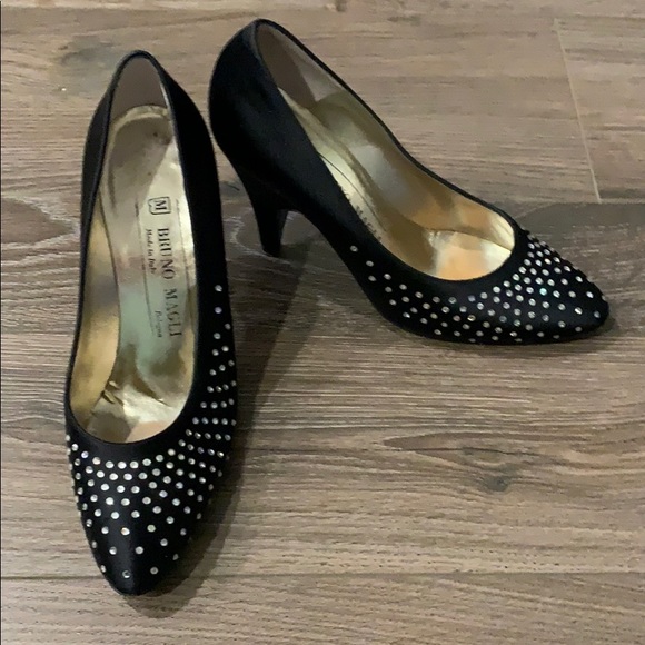 Bruno Magli Satin and Rhinestones Evening Pumps - Picture 2 of 10